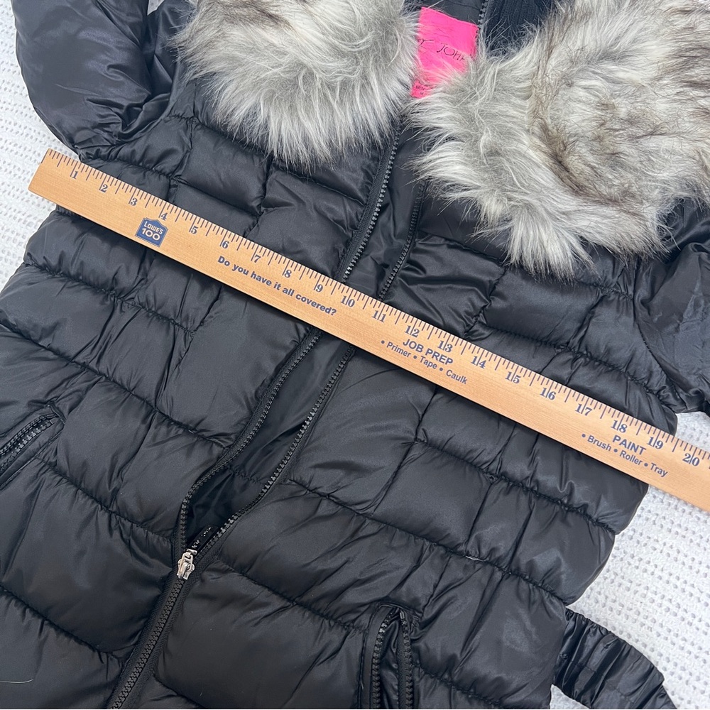 Betsey Johnson Women's M Black Puffer Coat Faux Fur Collar Warm Winter Jacket - Picture 12 of 12